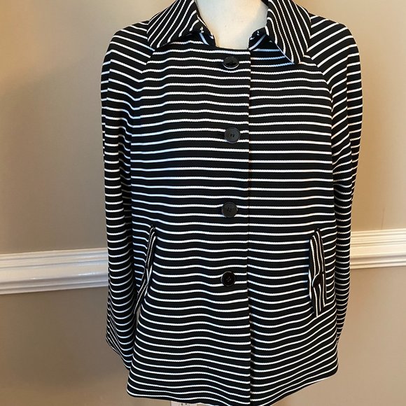NINE WEST STRIPE JACKET BLACK SIZE 6 - Picture 1 of 5